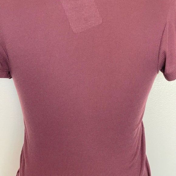 Pink Rose Womens Ribbed Short Sleeve Cropped Top Blouse Collar Button Size Small - Picture 5 of 12